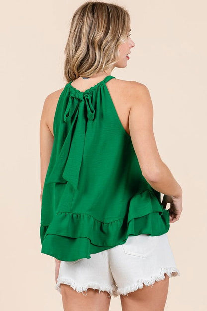 GeeGee Plus Ruffle Trim Sleeveless Blouse us.meeeshop - 