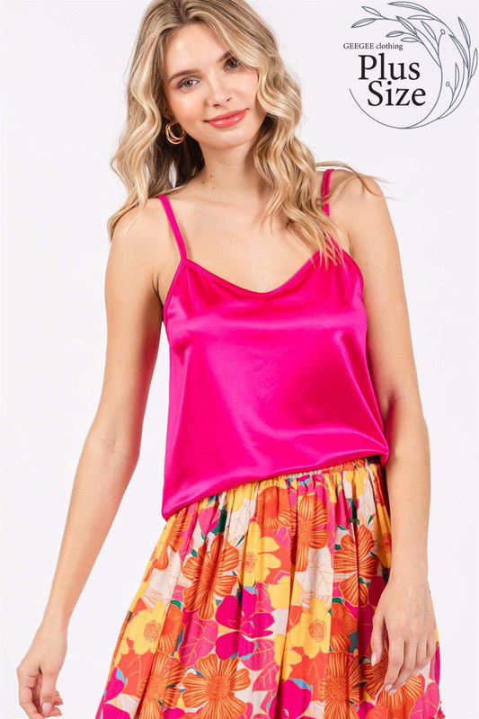 GeeGee Plus Satin Tank Top us.meeeshop - Shirts & Tops