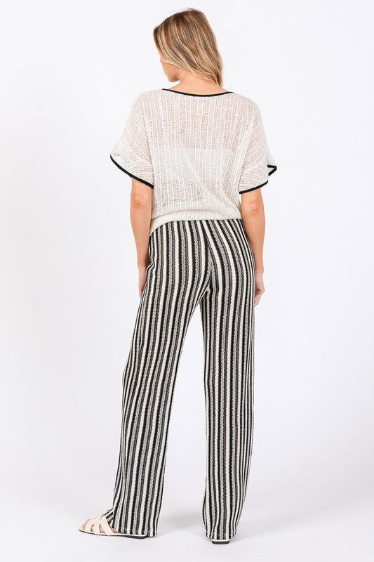 GeeGee See-Through Stripe Knit Pants us.meeeshop - 