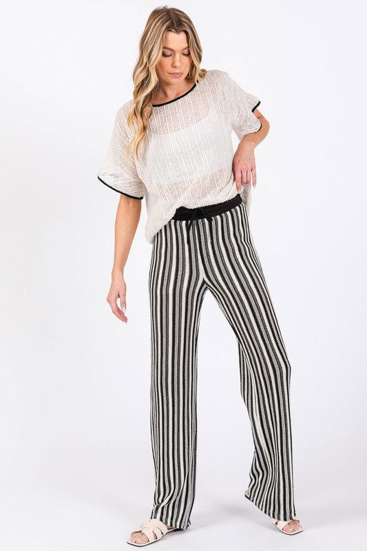 GeeGee See-Through Stripe Knit Pants us.meeeshop - 