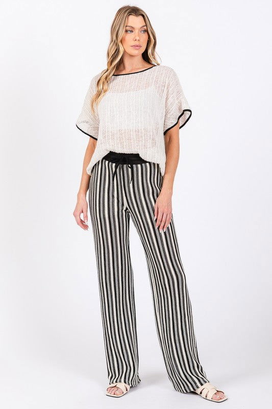 GeeGee See-Through Stripe Knit Pants us.meeeshop - 