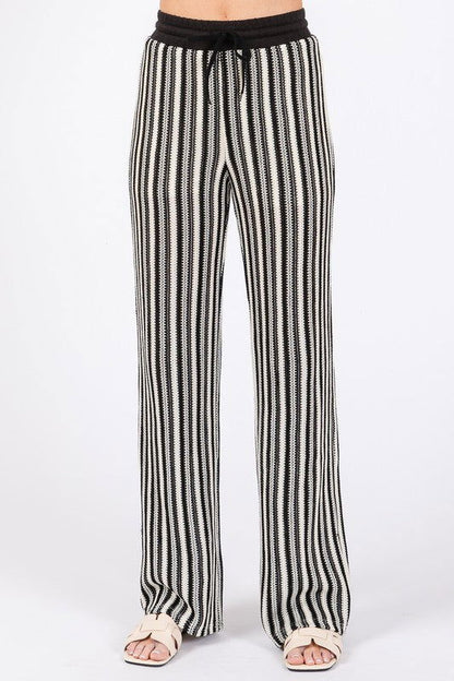 GeeGee See-Through Stripe Knit Pants us.meeeshop - 