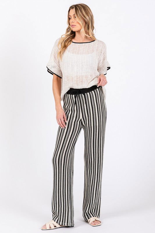 GeeGee See-Through Stripe Knit Pants us.meeeshop - 