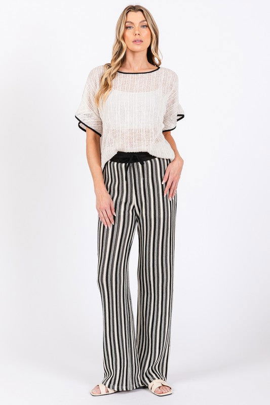 GeeGee See-Through Stripe Knit Pants us.meeeshop - 