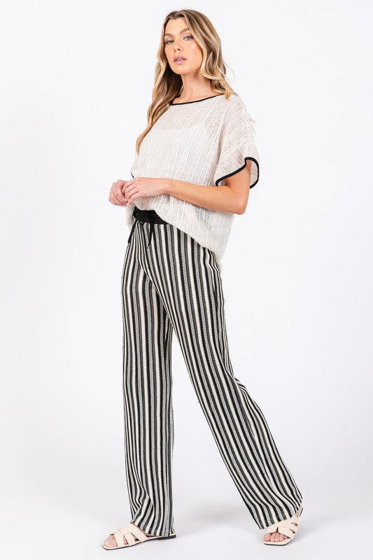 GeeGee See-Through Stripe Knit Pants us.meeeshop - 