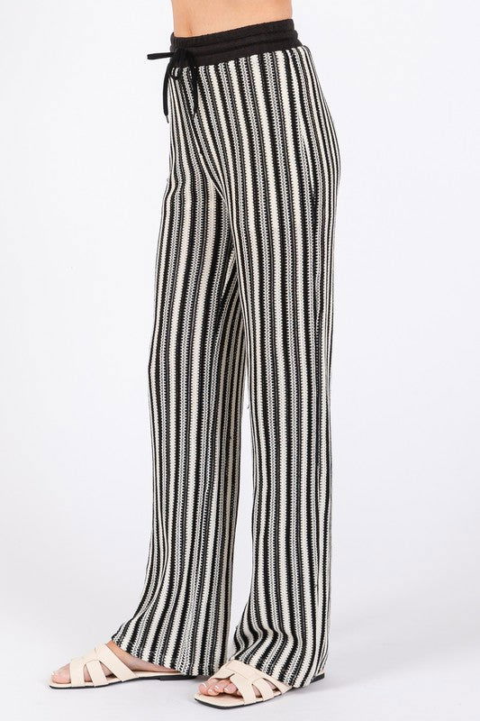 GeeGee See-Through Stripe Knit Pants us.meeeshop - 