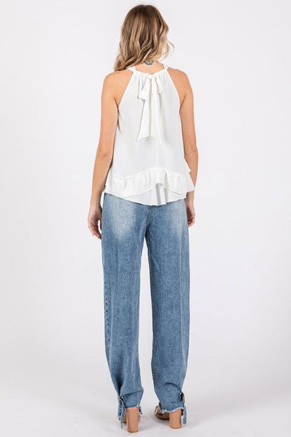 GeeGee Ruffle Trim Sleeveless Blouse - us.meeeshop