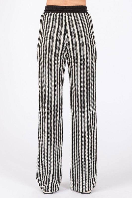 GeeGee See-Through Stripe Knit Pants - us.meeeshop