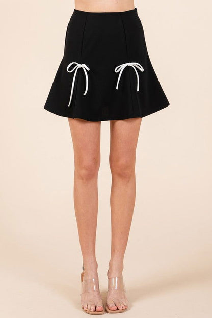 Geegee 2-Bow Pleated Mini Skirt us.meeeshop - 