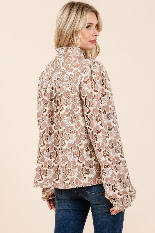 Geegee Floral Eyelet Laced Blouse us.meeeshop - 