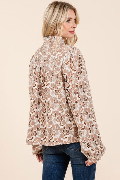 Geegee Floral Eyelet Laced Blouse us.meeeshop - 