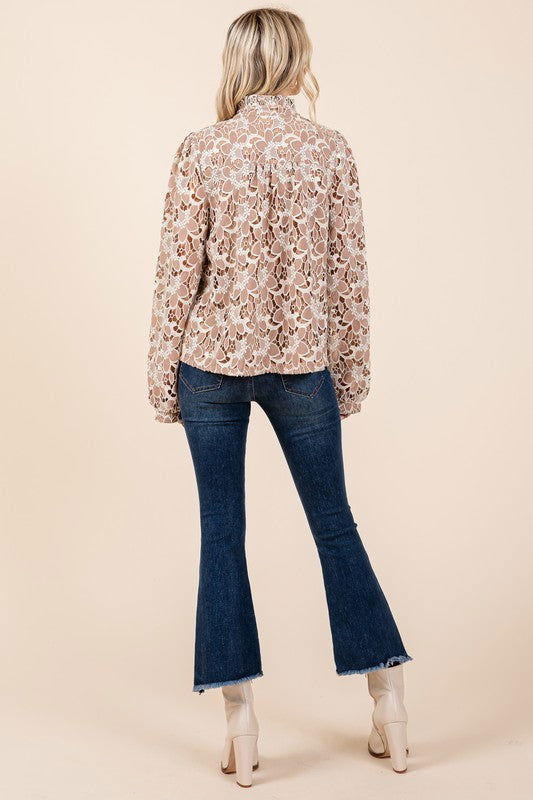 Geegee Floral Eyelet Laced Blouse us.meeeshop - 