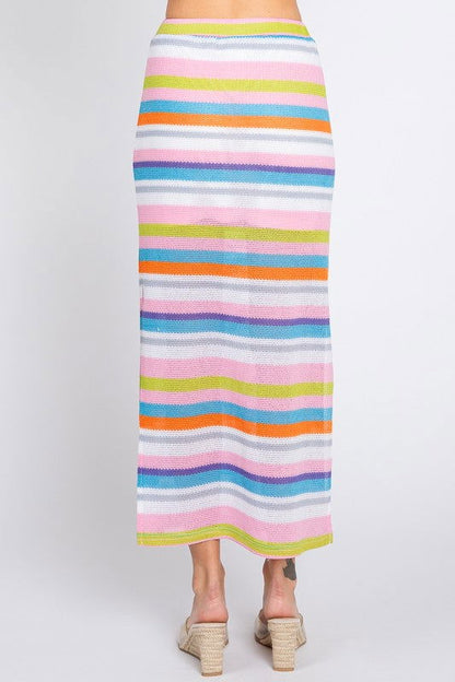 Geegee Multi-Color Stripe Maxi Skirt us.meeeshop - 