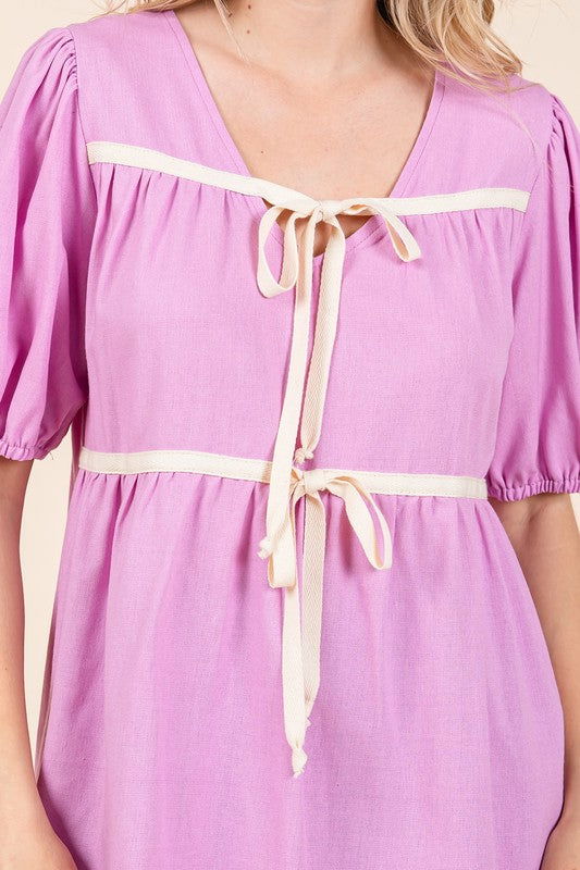 Geegee Plus Piping Detail Babydoll Top us.meeeshop - 