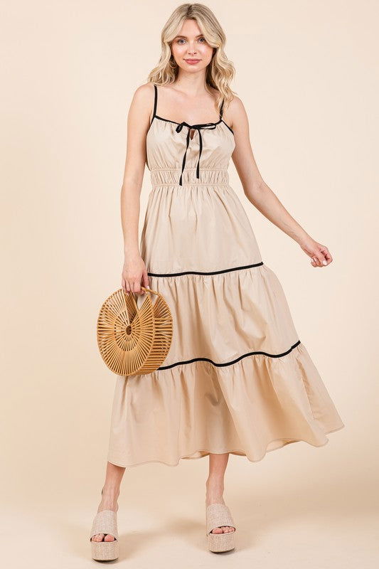 Geegee Plus Piping Detailed Midi Sundress us.meeeshop - 