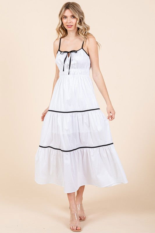 Geegee Plus Piping Detailed Midi Sundress us.meeeshop - Dresses