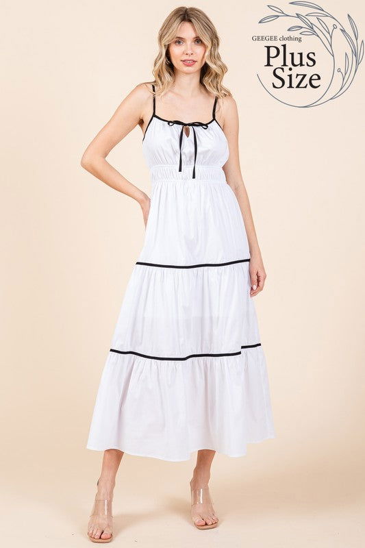 Geegee Plus Piping Detailed Midi Sundress us.meeeshop - 