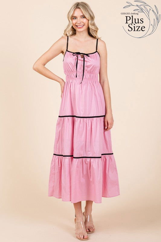 Geegee Plus Piping Detailed Midi Sundress us.meeeshop - 