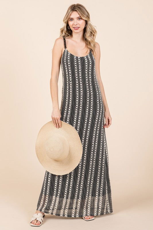 Geegee Stripe See-Through Maxi Dress us.meeeshop - 