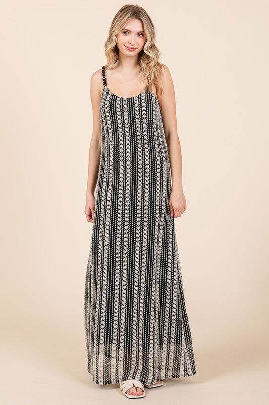 Geegee Stripe See-Through Maxi Dress - us.meeeshop