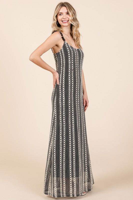 Geegee Stripe See-Through Maxi Dress - us.meeeshop