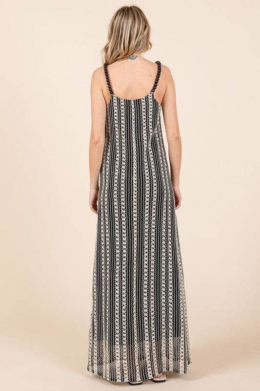 Geegee Stripe See-Through Maxi Dress - us.meeeshop