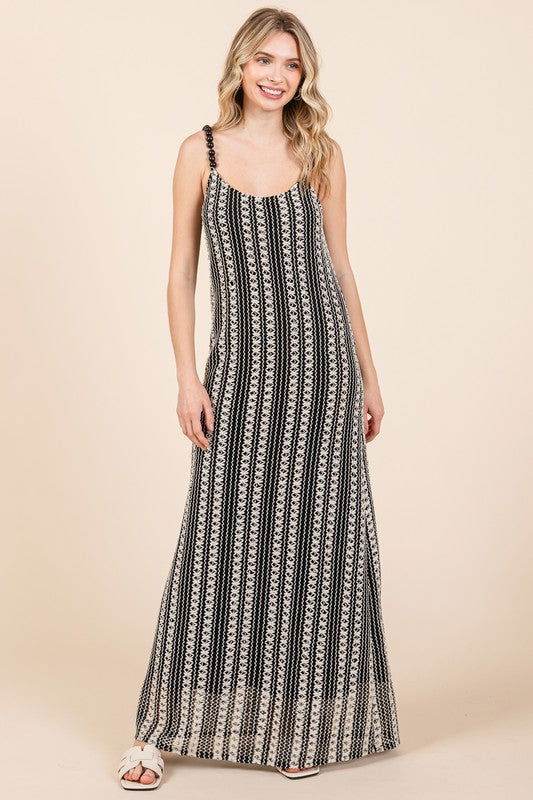 Geegee Stripe See-Through Maxi Dress - us.meeeshop