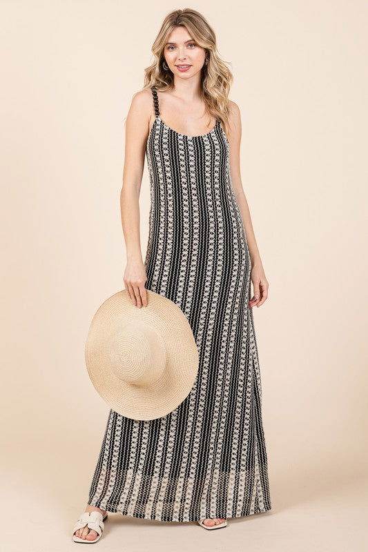 Geegee Stripe See-Through Maxi Dress - us.meeeshop