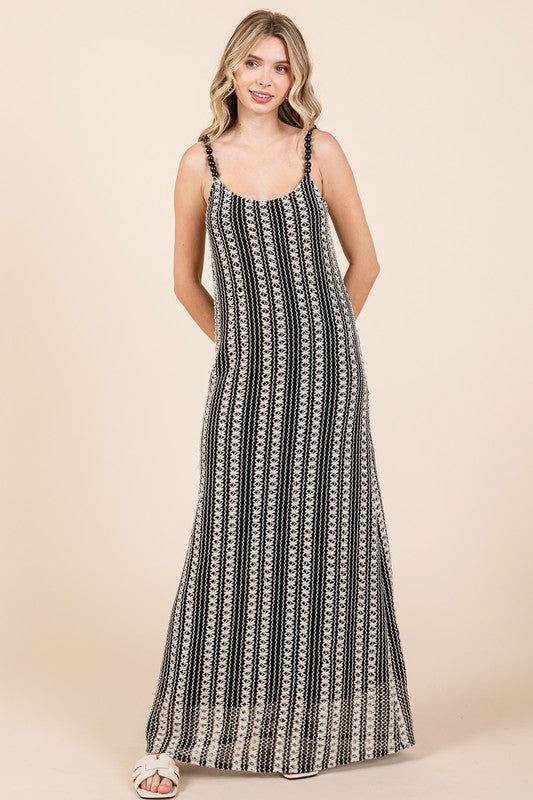 Geegee Stripe See-Through Maxi Dress - us.meeeshop