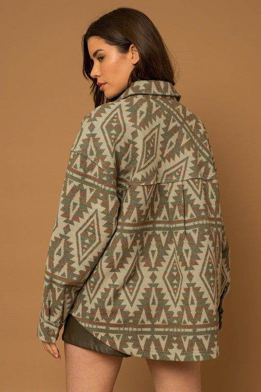 Gilli | 3D Pocket Aztec Print Shacket - us.meeeshop