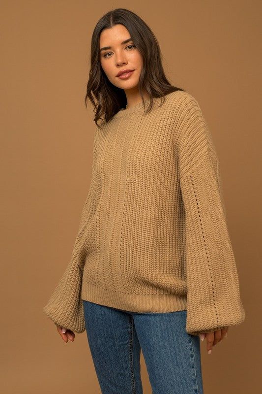 Gilli Balloon Sleeve Braid Sweater us.meeeshop - 