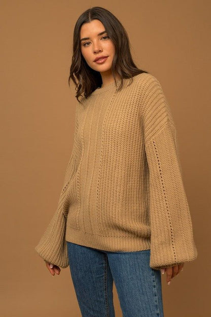 Gilli Balloon Sleeve Braid Sweater us.meeeshop - 