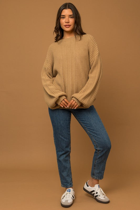 Gilli Balloon Sleeve Braid Sweater | us.meeeshop