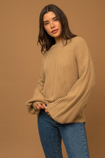 Gilli Balloon Sleeve Braid Sweater us.meeeshop - 