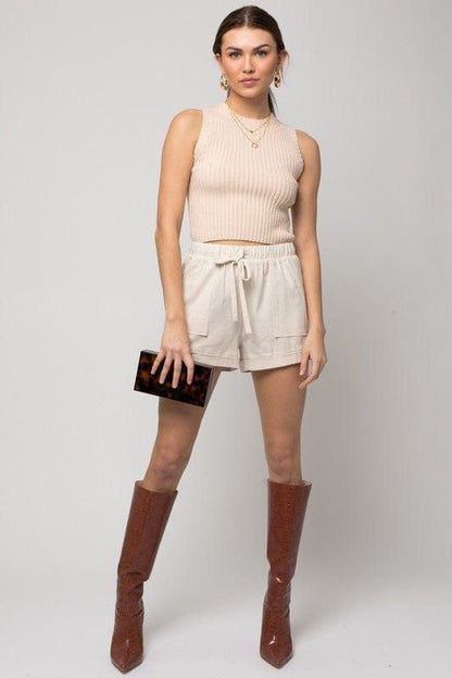 Gilli | Elastic Waist Front Pocket Roll-Up Shorts us.meeeshop - Shorts