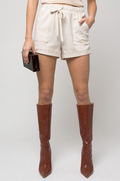 Gilli | Elastic Waist Front Pocket Roll-Up Shorts us.meeeshop - 