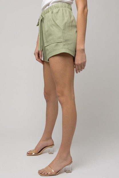 Gilli | Elastic Waist Front Pocket Roll-Up Shorts us.meeeshop - 