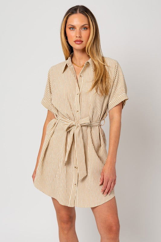 Gilli Half Sleeve Button Down Shirt Dress us.meeeshop - Dresses