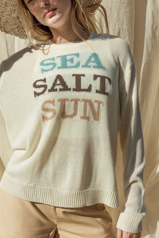 Gilli Round Neck Long Sleeve Sea Salt Sun Sweater us.meeeshop - 