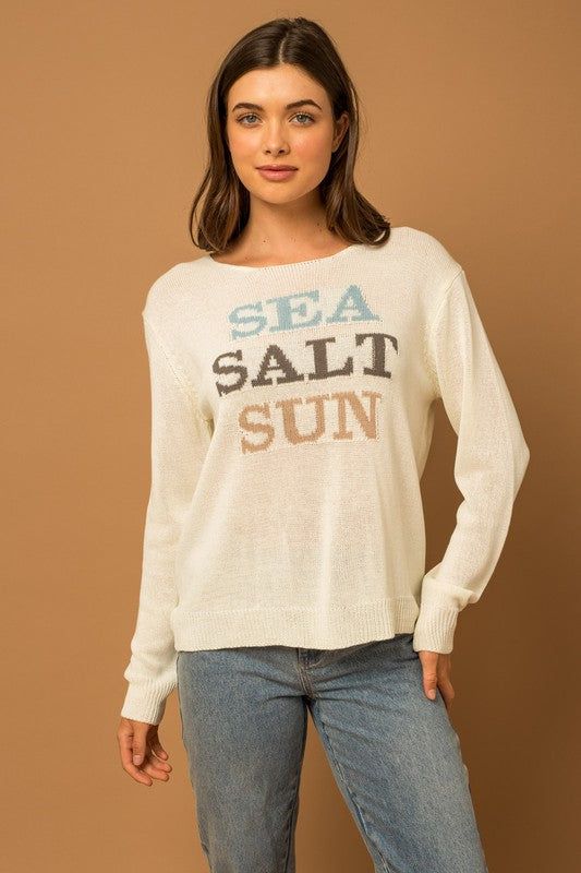 Gilli Round Neck Long Sleeve Sea Salt Sun Sweater us.meeeshop - 