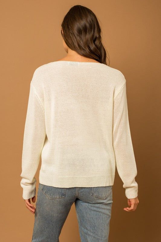 Gilli Round Neck Long Sleeve Sea Salt Sun Sweater us.meeeshop - 