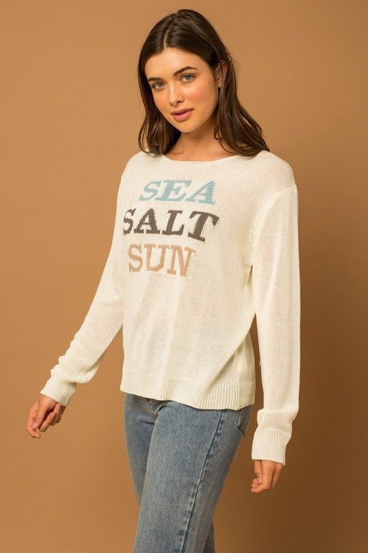 Gilli Round Neck Long Sleeve Sea Salt Sun Sweater us.meeeshop - 