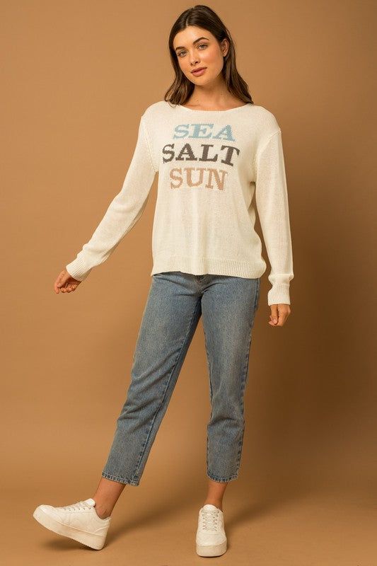 Gilli Round Neck Long Sleeve Sea Salt Sun Sweater us.meeeshop - 