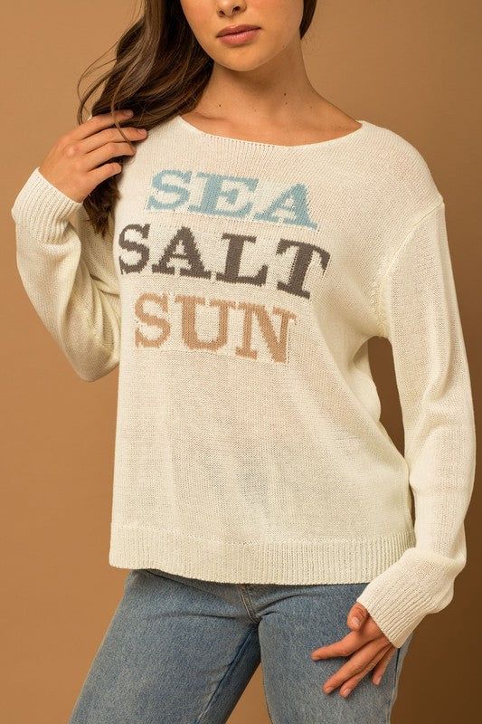 Gilli Round Neck Long Sleeve Sea Salt Sun Sweater us.meeeshop - 