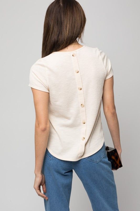 Gilli S/S Back Button Down Rib Top us.meeeshop - 