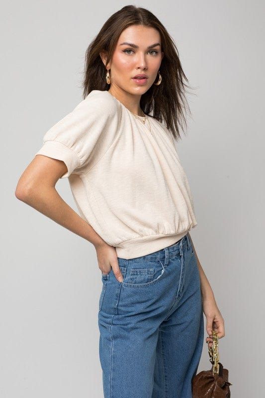 Gilli | Shirring Neck Rib Top us.meeeshop - Shirts & Tops