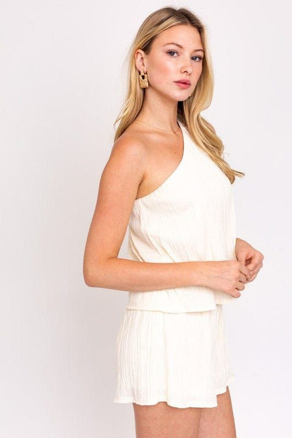 Gilli | Sleeveless One Shoulder Layered Top Romper us.meeeshop - 