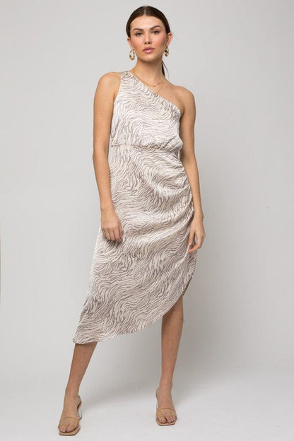 Gilli | Sleeveless One shoulder Abstract Print Dress | us.meeeshop