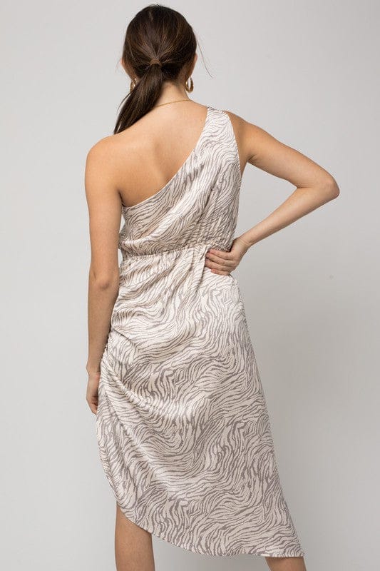 Gilli | Sleeveless One shoulder Abstract Print Dress | us.meeeshop