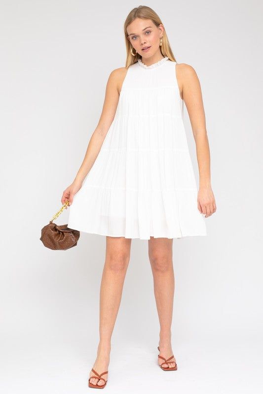 Gilli | Sleeveless Ruffle Neck Tiered Dress us.meeeshop - 